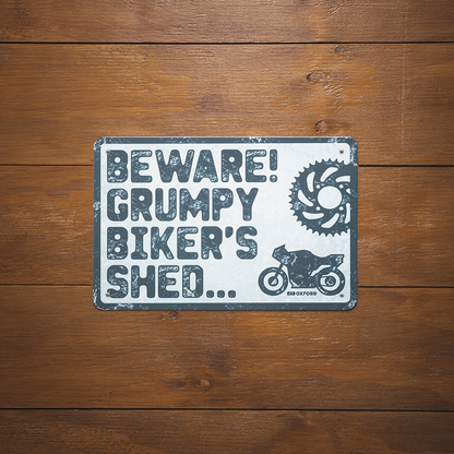 Oxford Motorcycle Novelty Garage Metal Sign: Grumpy Biker's Shed OX384