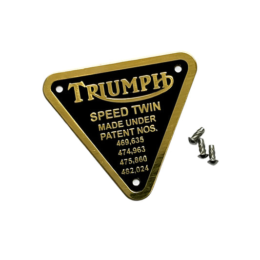 Brass Timing Cover Patent Plate Triumph Pre Unit Speed Twins BC43682
