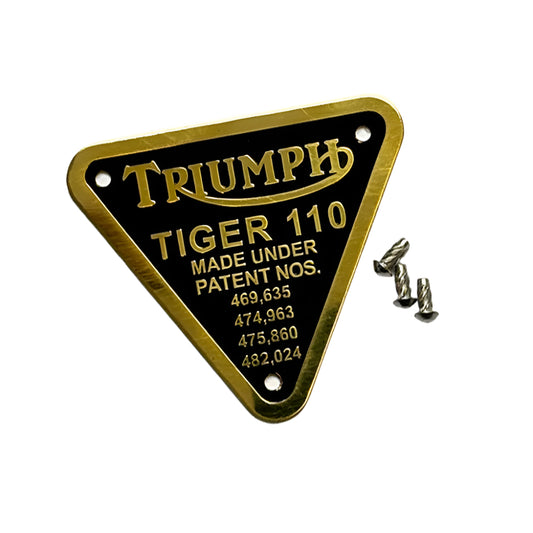 Brass Timing Cover Patent Plate Triumph Tiger 110 Models BC43683