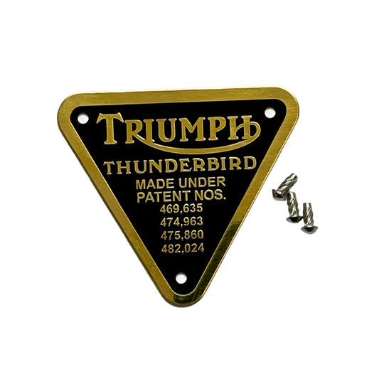 Brass Timing Cover Patent Plate Triumph Thunderbird Models BC43684