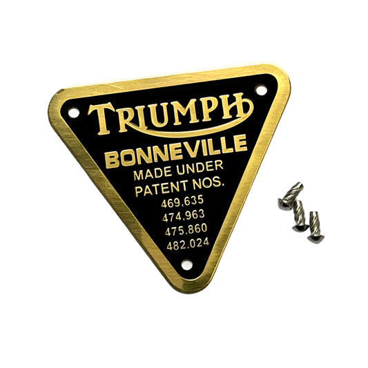 Brass Timing Cover Patent Plate Triumph Bonneville Models BC43689