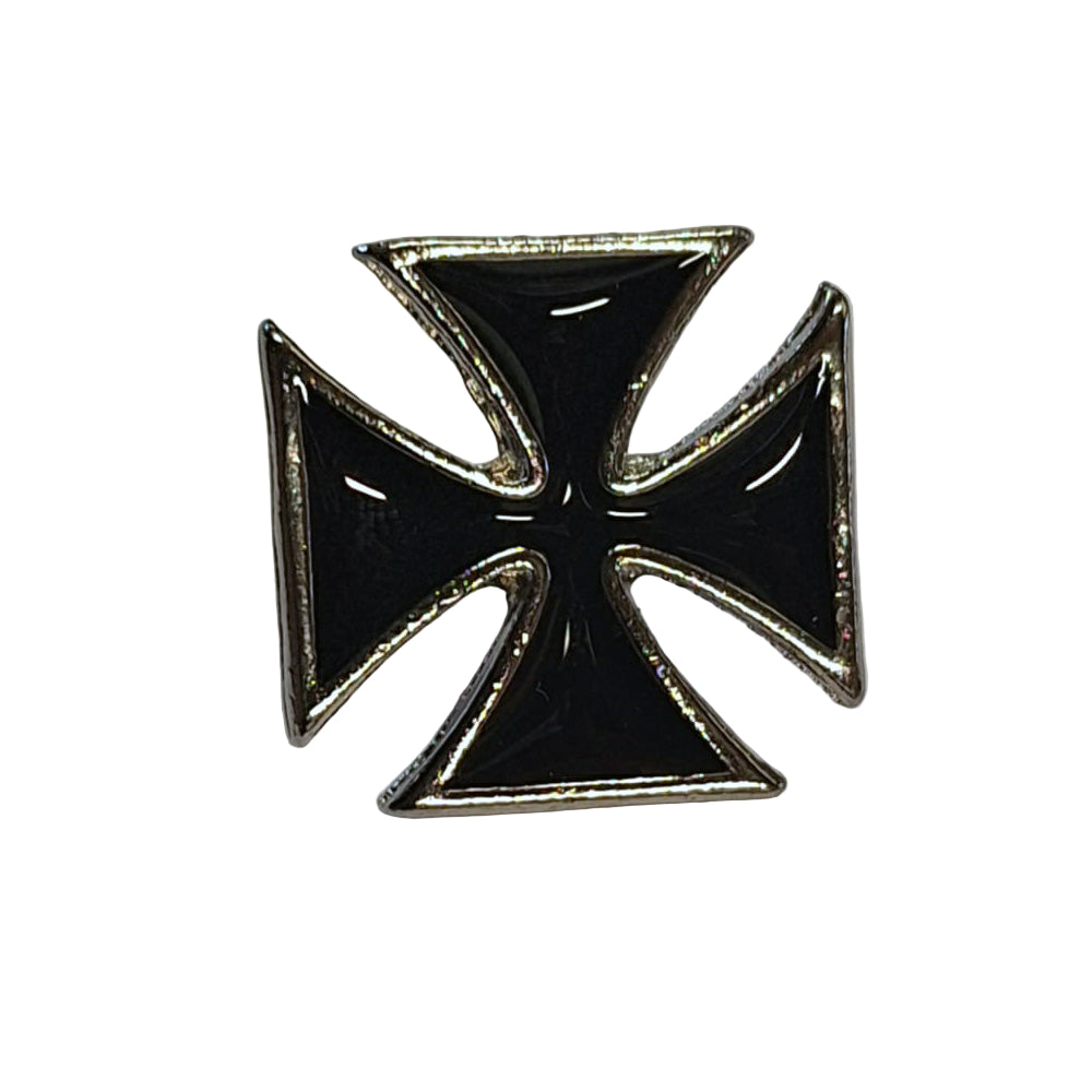 1 Biker Maltese Cross Motorcycle Pin Badge Silver & Black BC43893
