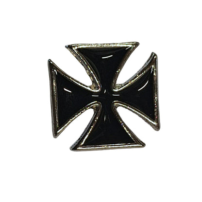 1 Biker Maltese Cross Motorcycle Pin Badge Silver & Black BC43893