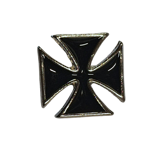 1 Biker Maltese Cross Motorcycle Pin Badge Silver & Black BC43893