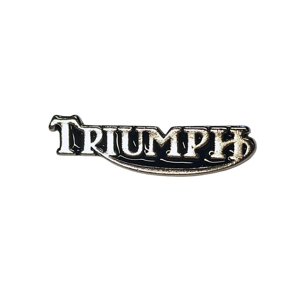 1 Biker Triumph Motorcycle Pin Badge Silver & Black BC43894
