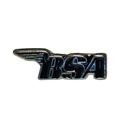 1 Biker BSA Motorcycle Pin Badge Silver & Black BC43897