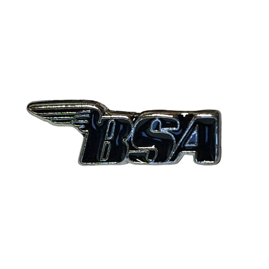 1 Biker BSA Motorcycle Pin Badge Silver & Black BC43897