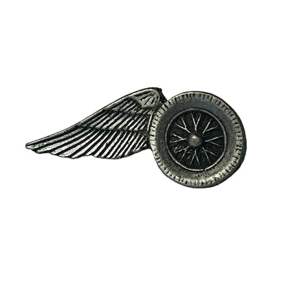 1 Biker Large Wing Wheel Motorcycle Pin Badge Silver & Black BC43898