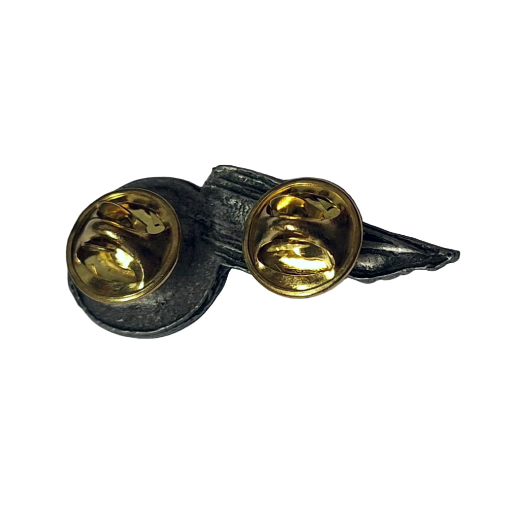 1 Biker Large Wing Wheel Motorcycle Pin Badge Silver & Black BC43898