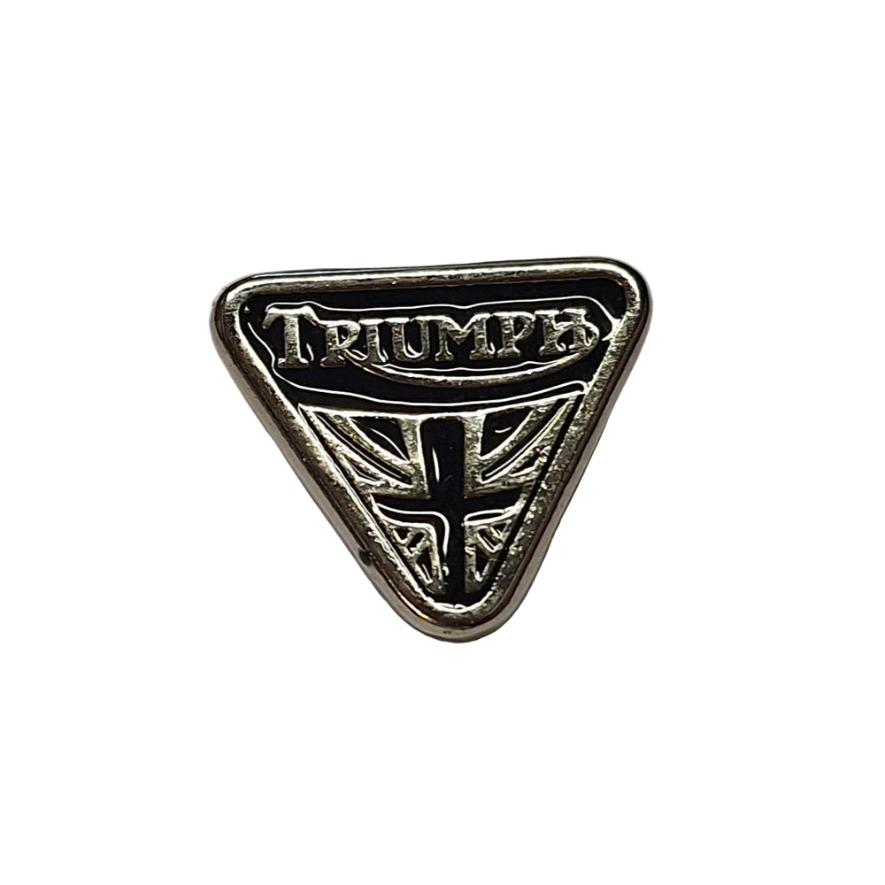 1 Biker Triumph Triangle Motorcycle Pin Badge Silver & Black BC43899