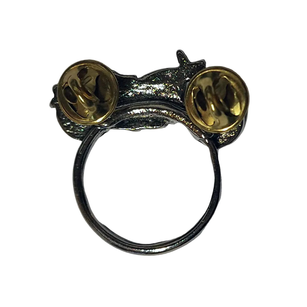 1 Biker Sunglass Holder Motorcycle Pin Badge Silver & Black BC43905