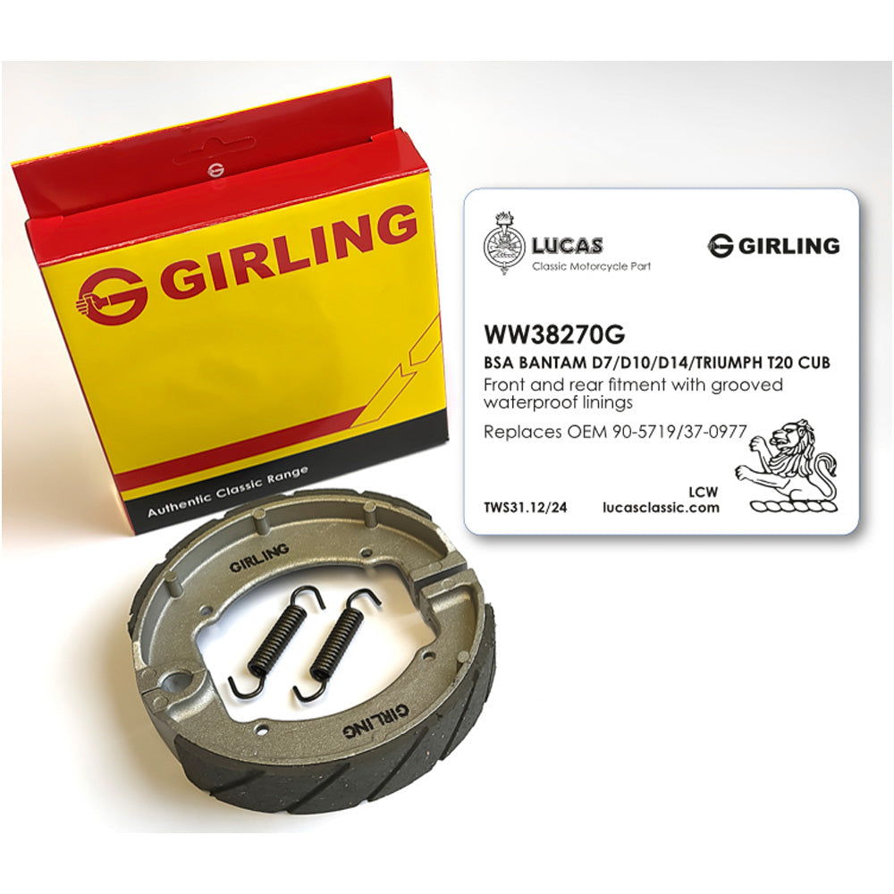 Girling Brake Shoes Front & Rear Triumph Tiger T20 Cubs & BSA Bantam Waterproof BC43941