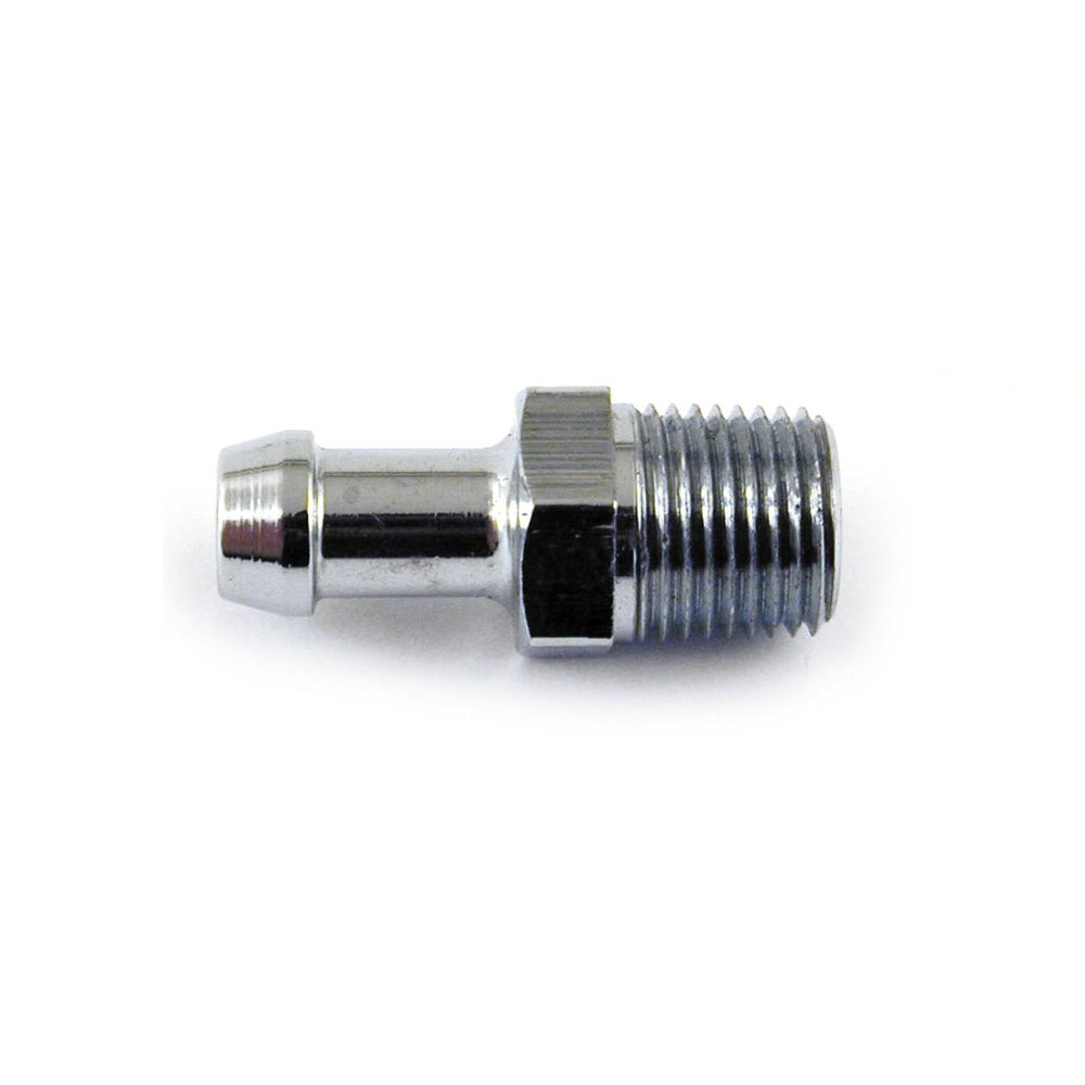 Harley Davidson Oil Line Fitting, Straight. 1/8 NPT to 3/16". Chrome BC43948