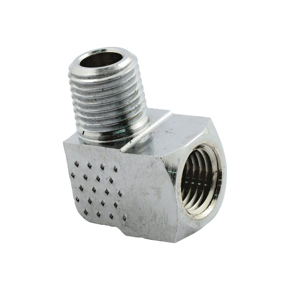 Harley Davidson Adapter Oil Line Fitting, 90 Degrees. 1/4" NPT. Chrome BC43963