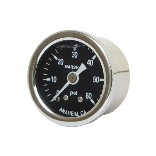 Marshall Harley Davidson Oil Pressure Gauge, 0-60 PSI. Stainless Housing BC43970
