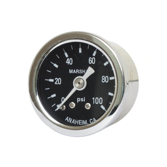Marshall Harley Davidson Oil Pressure Gauge, 0-100 PSI. Stainless Housing BC43971