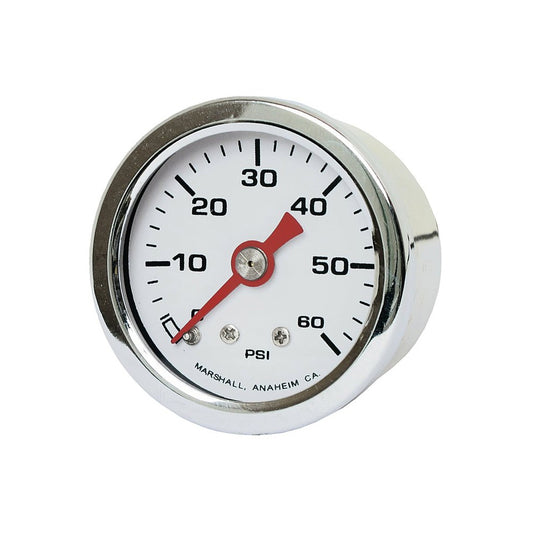 Marshall Harley Davidson Oil Pressure Gauge, 0-60 PSI. Stainless Housing BC43978