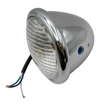 Replica Bates Style Chrome Headlamp Assembly - 4½" . 12V 35/35W BC44016