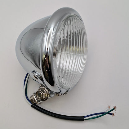 Replica Bates Style Chrome Headlamp Assembly - 4½" . 12V 35/35W BC44016