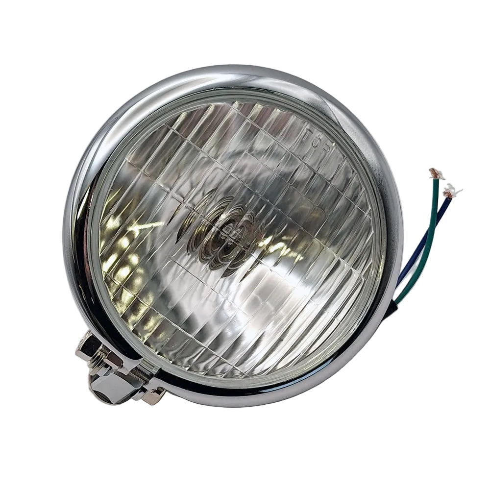 Replica Bates Style Chrome Headlamp Assembly - 4½" . 12V 35/35W BC44016