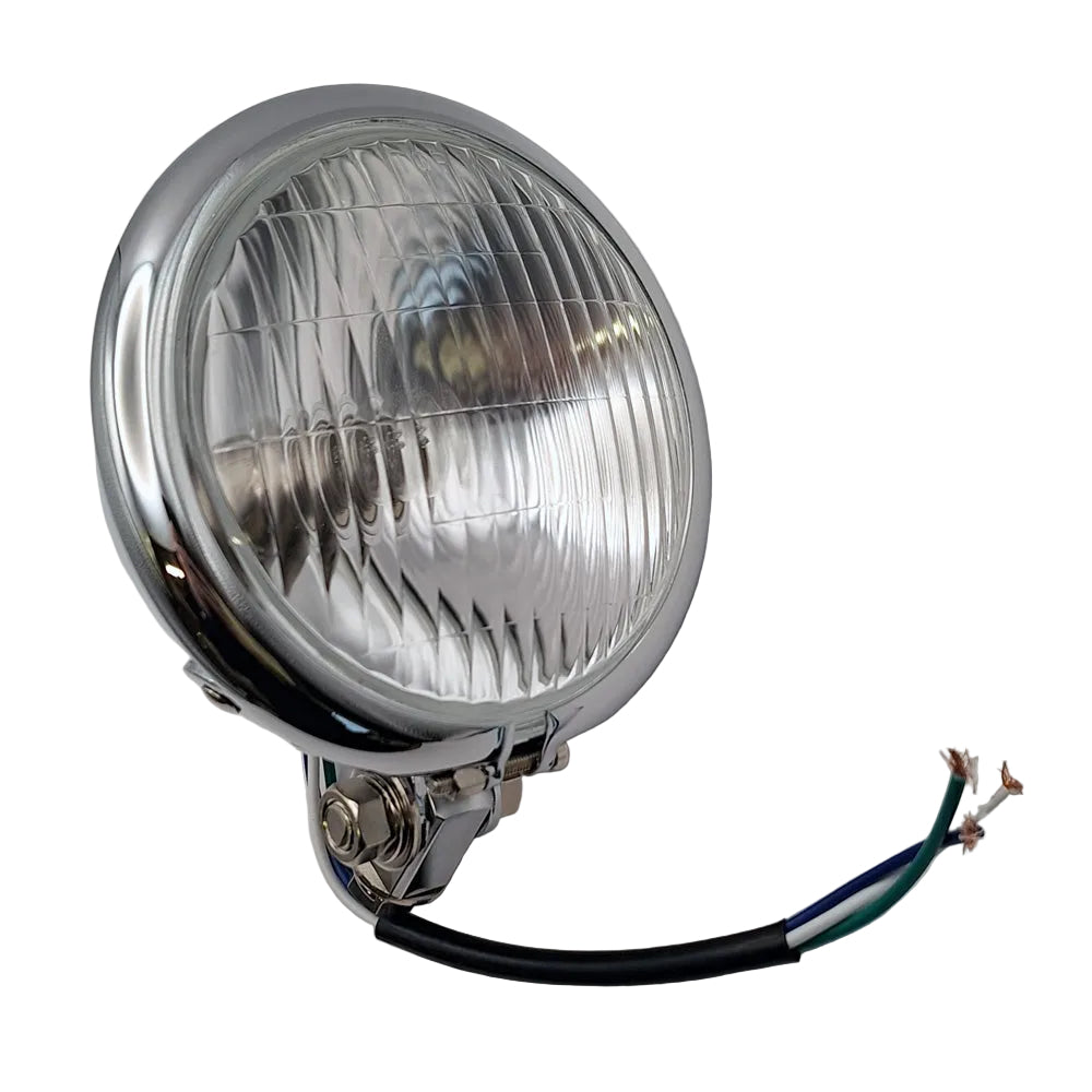 Replica Bates Style Chrome Headlamp Assembly - 4½" . 12V 35/35W BC44016