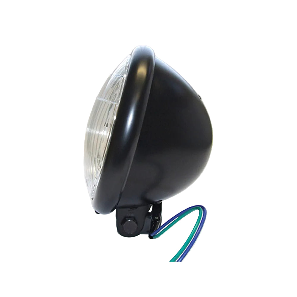 Wassell Motorcycle Replica Bates Style Satin Black Headlamp Assembly 5-3/4" BC44017