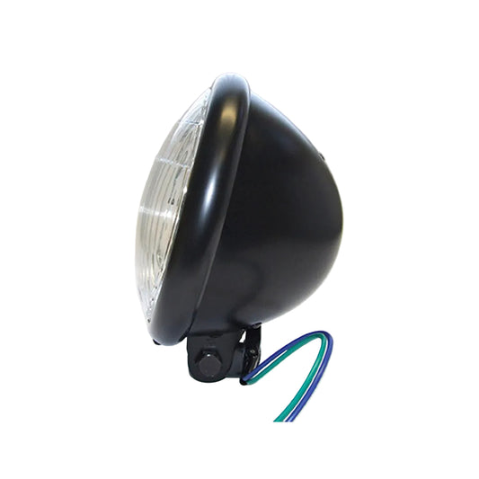 Wassell Motorcycle Replica Bates Style Satin Black Headlamp Assembly 5-3/4" BC44017