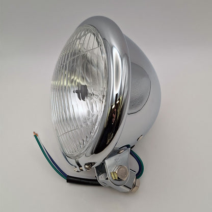 Replica Bates Style Chrome Headlamp Assembly 5-3/4" . 12V 60/55W H4 BC44018