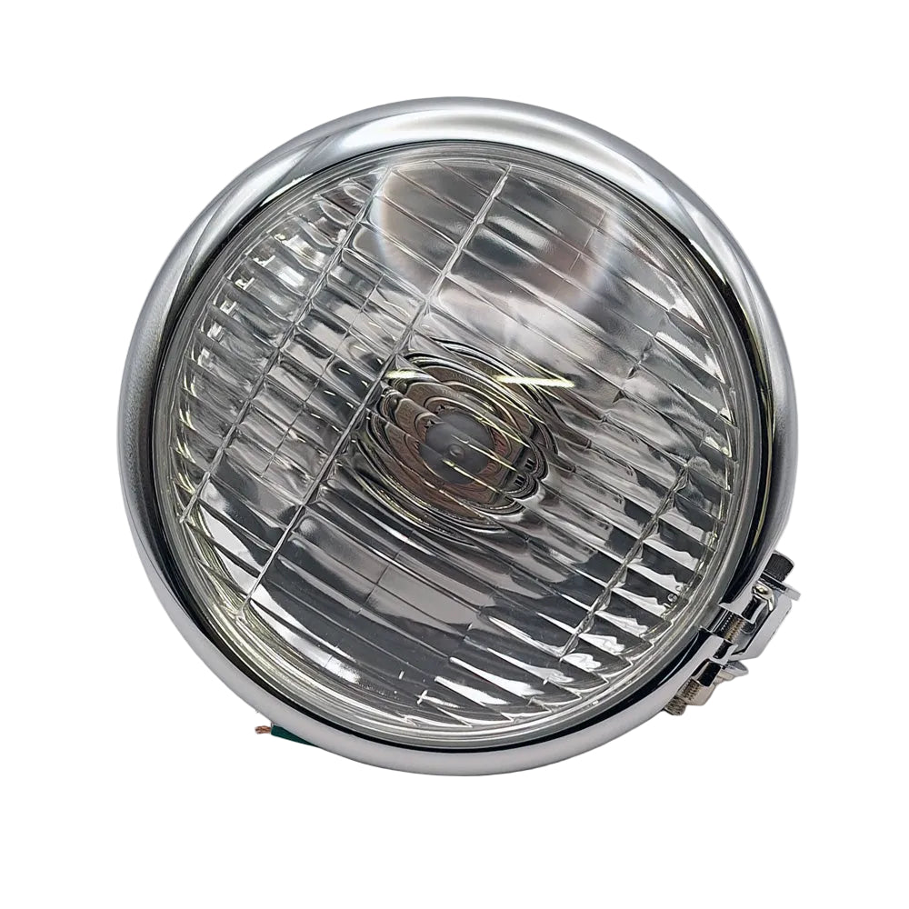 Replica Bates Style Chrome Headlamp Assembly 5-3/4" . 12V 60/55W H4 BC44018