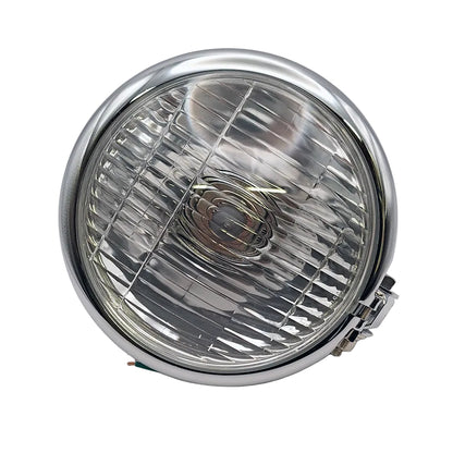 Replica Bates Style Chrome Headlamp Assembly 5-3/4" . 12V 60/55W H4 BC44018