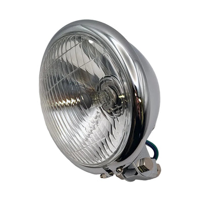 Replica Bates Style Chrome Headlamp Assembly 5-3/4" . 12V 60/55W H4 BC44018