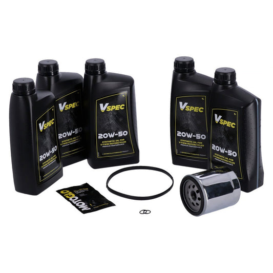 'Big Oil' Harley Service Kit. Full Synthetic. Chrome Filter. 07-17 Softail; 06-17 Dyna BC44071