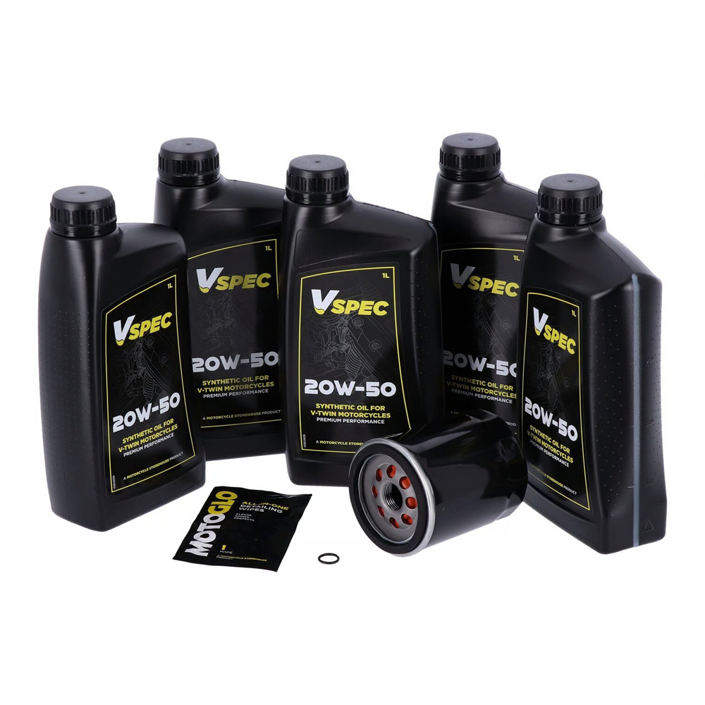 MCS, Motorcycle Engine Oil Service Kit. Black. 5L. 20W50 Synthetic BC44419