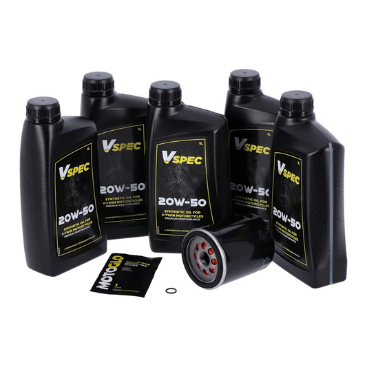 MCS, Motorcycle Engine Oil Service Kit. Black. 5L. 20W50 Synthetic BC44419
