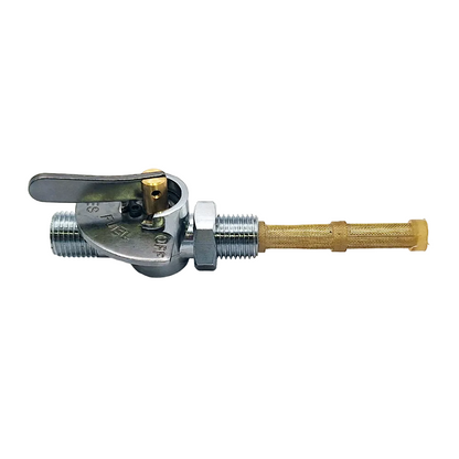 Wassell Motorcycle Petrol Tap. Chrome Flat Lever with Filter, Indicator & Locknut BC44450
