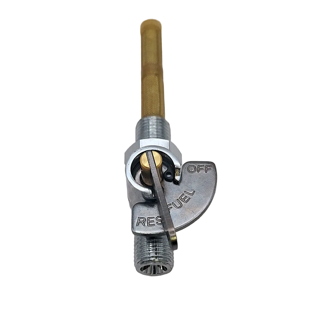 Wassell Motorcycle Petrol Tap. Chrome Flat Lever with Filter, Indicator & Locknut BC44450