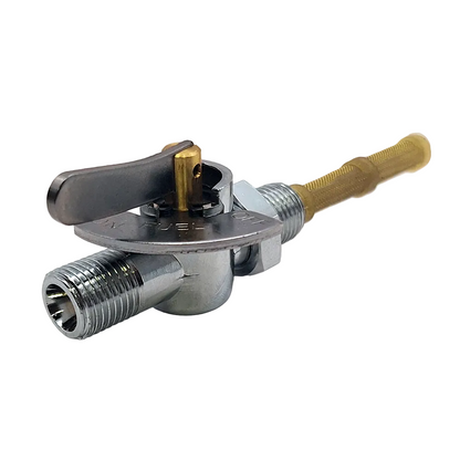 Motorcycle Petrol Tap. Chrome Flat Lever with Filter, Indicator & Locknut (Main) BC44451