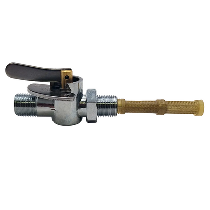 Motorcycle Petrol Tap. Chrome Flat Lever with Filter, Indicator & Locknut (Main) BC44451