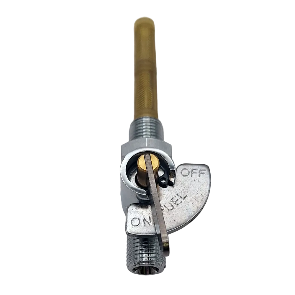 Motorcycle Petrol Tap. Chrome Flat Lever with Filter, Indicator & Locknut (Main) BC44451
