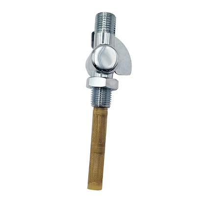 Motorcycle Petrol Tap. Chrome Flat Lever with Filter, Indicator & Locknut (Main) BC44451
