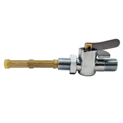 Motorcycle Petrol Tap. Chrome Flat Lever with Filter, Indicator & Locknut (Main) BC44451