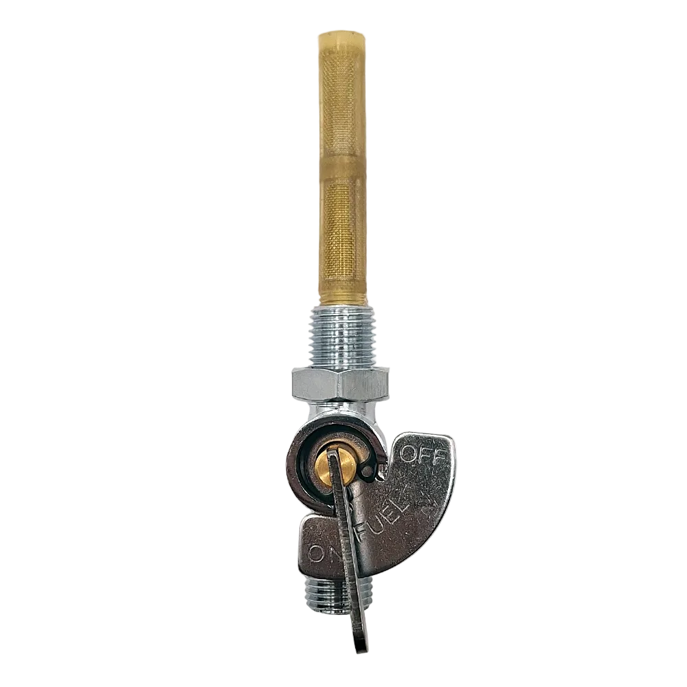 Motorcycle Petrol Tap. Chrome Flat Lever with Filter, Indicator & Locknut (Main) BC44451