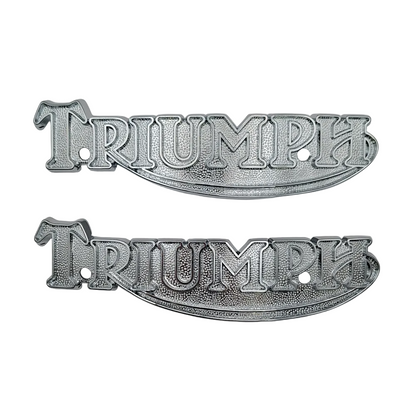 Pair of Triumph Metal Tank Badges Logo 6" TR7,T140 79-83; T160 Trident 75-76 BC44454