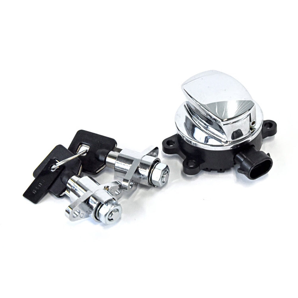 Harley Davidson FLHR Ignition Switch & Saddlebag Lock Kit. Chrome BC44511