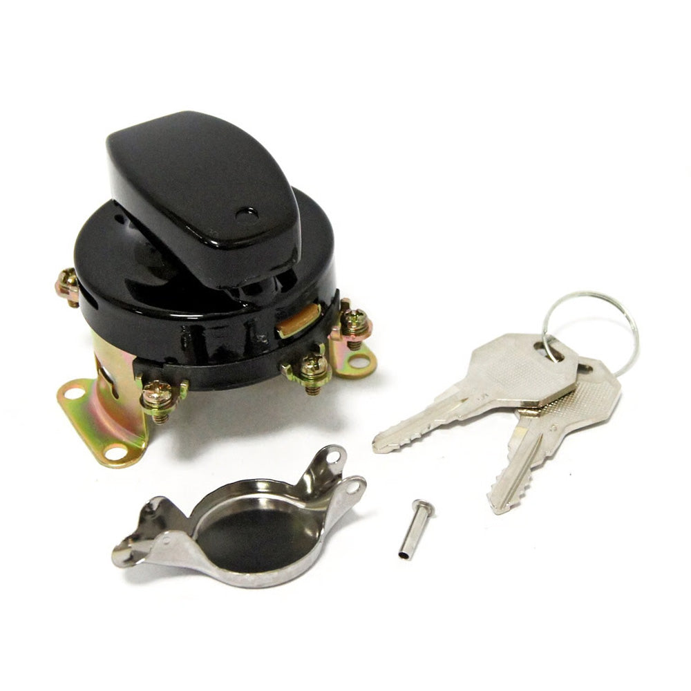 Harley Davidson FL Style Ignition Switch. 6-Pole, Flat Key, Black. 73-95 FL, FX, FXWG BC44518