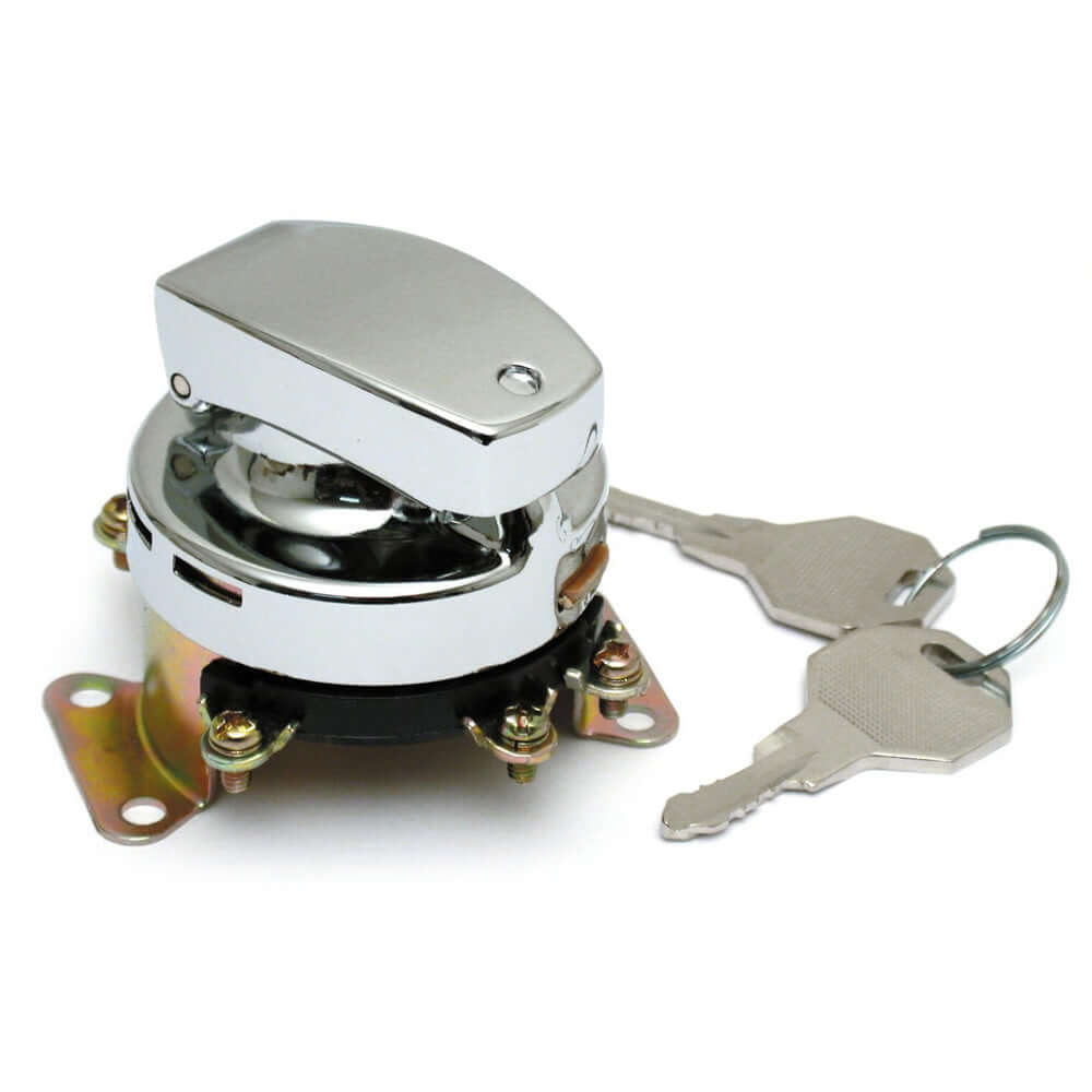 Harley Davidson FL Style Ignition Switch. 6-Pole, Flat Key. 73-95 FL, FX, FXWG BC44520