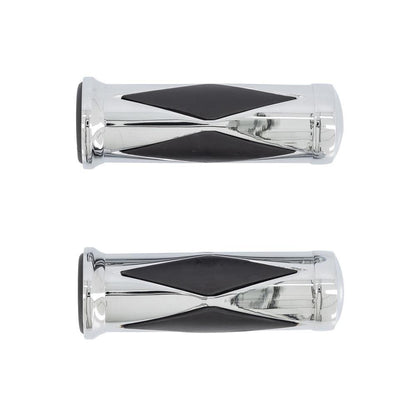 Highway Hawk Harley Davidson 7/8" Diamond Grip Set Chrome / Black BC963