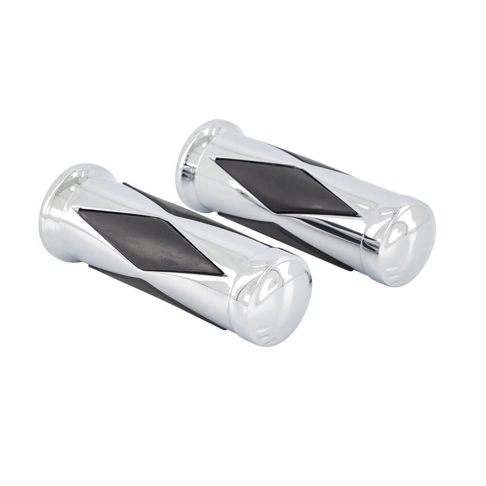 Highway Hawk Harley Davidson 7/8" Diamond Grip Set Chrome / Black BC963