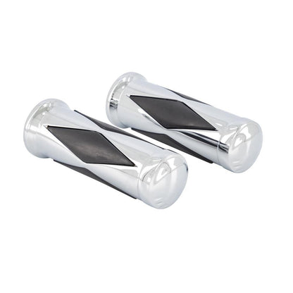 Highway Hawk Harley Davidson 7/8" Diamond Grip Set Chrome / Black BC963