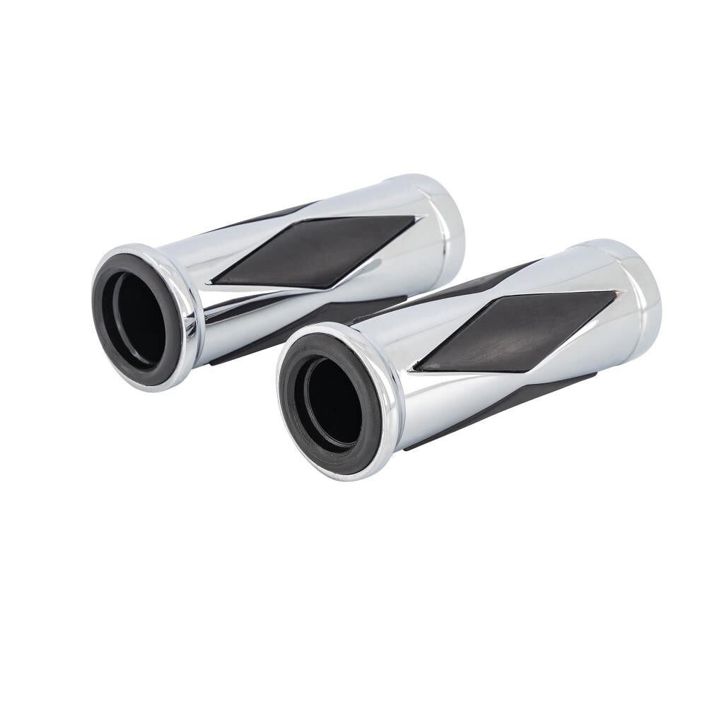 Highway Hawk Harley Davidson 7/8" Diamond Grip Set Chrome / Black BC963